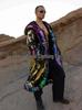 Costume Cosplay con Cappuccio e Paillettes LED da Uomo 2025 per Carnevali Europei e Americani