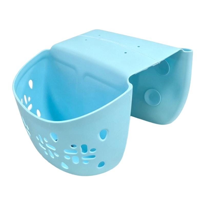 Tubside Bath Storage Basket, Perforated Plastic Bathroom Basket for Drainage and Direct Access Bath Item Holding Area