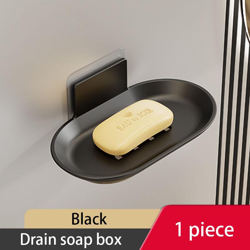 Bathroom Space Aluminum Soap Box Without Punching With Drain Tray Wall Soap Storage Box Wall Hang Soap Rack