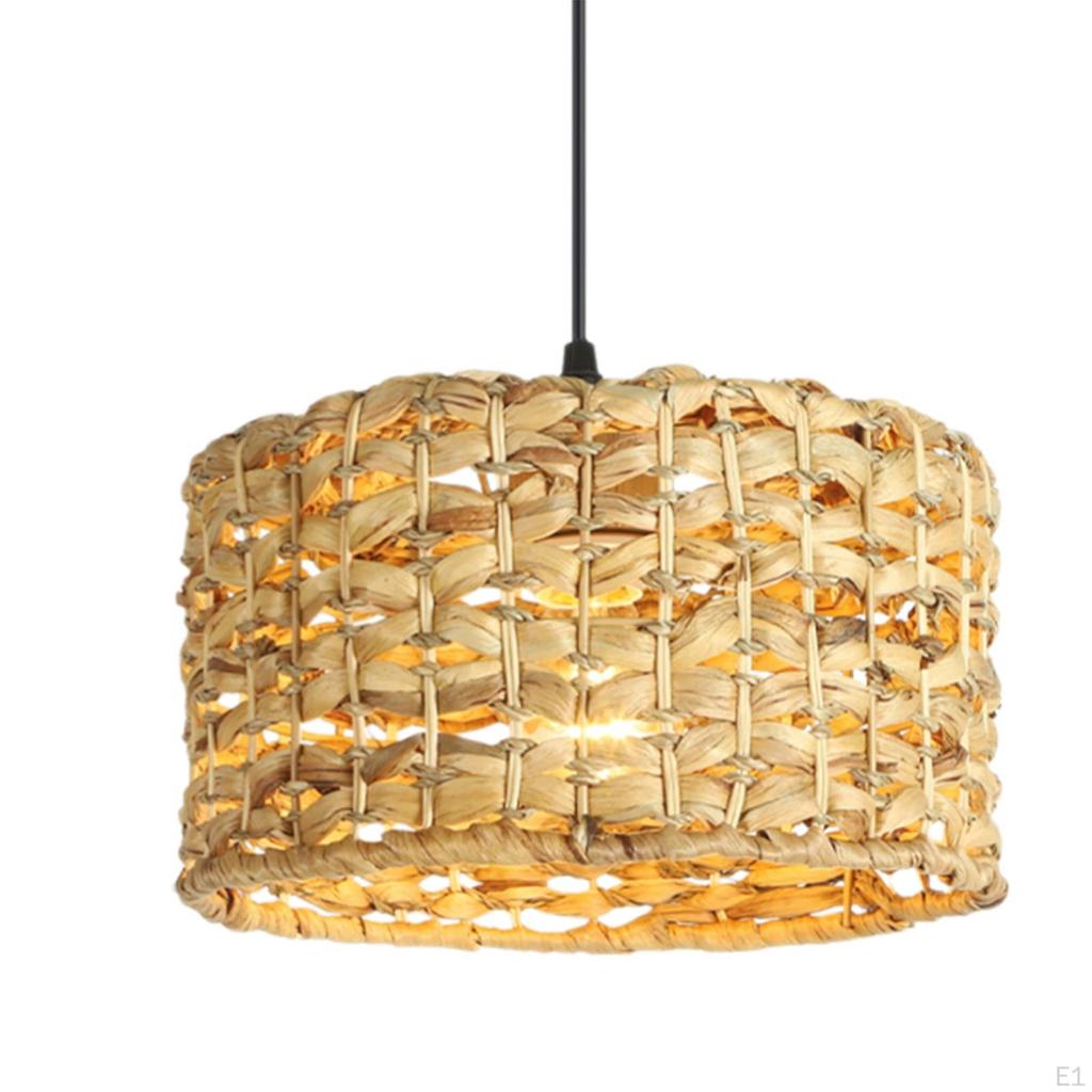 Woven Pendant Lamp E27 Base Rustic Weave Ceiling Light for Entryway Cafe Bar