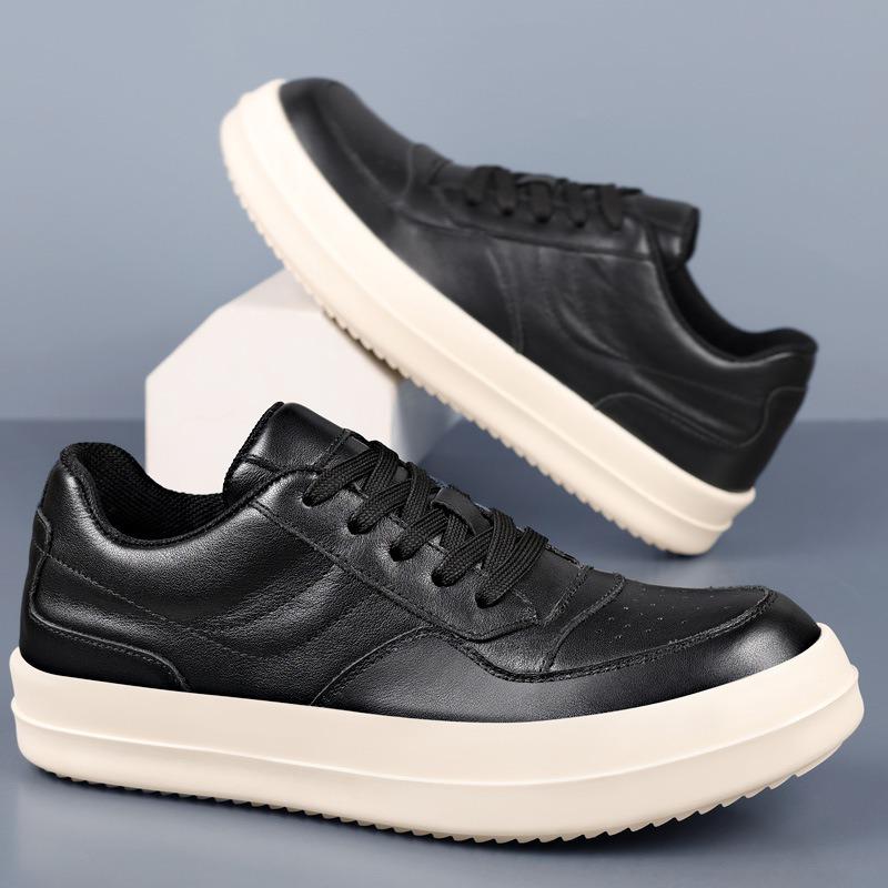 Men's Shoes First Layer Cowhide Men's Casual Leather Shoes Leather Breathable White Shoes Fashionable Versatile Men's Board Shoes