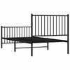 Metal Bed Frame with Headboard and Footboard Black 90x190 cm