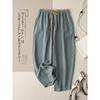 Plus Size Loose Fit Retro Cotton Linen Wide Leg Pants