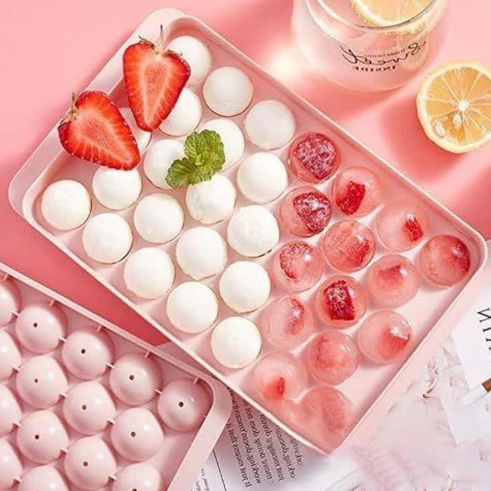 Ice Cube Tray with Lid and Bin Ice Ball Maker Mold with Scoop Ice Cube Mold for Chilled Drinks Coffee and Cocktails