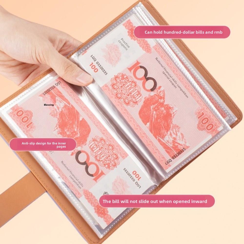 PU Leather Saving Money Binder 50Sheets Account Book  Office Stationery Supplies