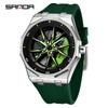 Sanda Men's Waterproof Alloy Car Wheel Design Silicone Wristwatch