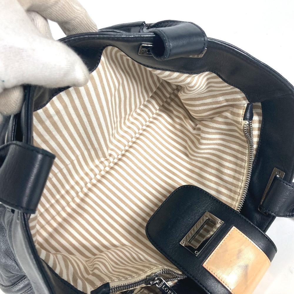 LOEWE Logo Anag Lamb Hand Bag Shoulder Bag Tote Bag Leather Black/White