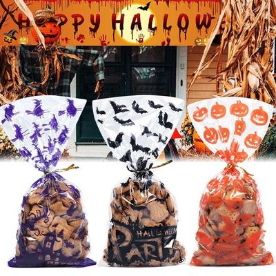 50 sacchetti di cellophane di Halloween, zucca di Halloween, ragno, caramelle, sacchetti regalo trasparenti per dolciumi, per forniture per bomboniere di Halloween