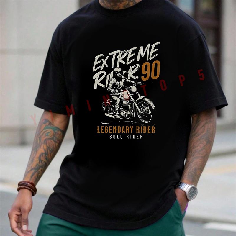 Extreme Rider 90 Motorcycle Design T-shirt Summer Cotton Short Sleeve Casual O-Neck Unisex Tops