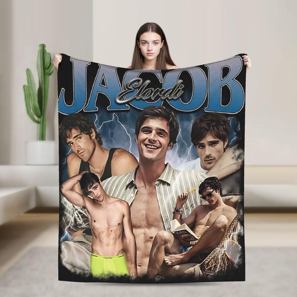 Jacob Elordi Schauspieler Porträt Decke Picknick Flanell Bettwäsche Überwürfe Für Heimdekoration Weich Warm Design Qualität Tagesdecke Geschenkidee