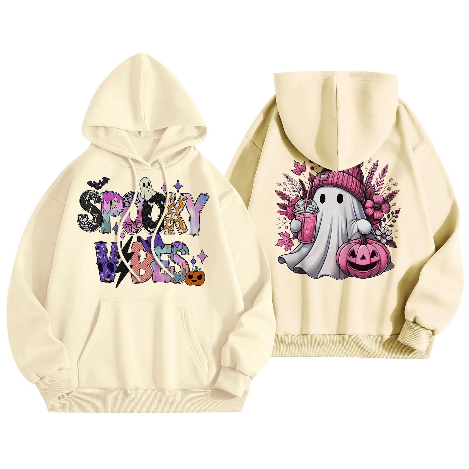 

Женская модная свободная повседневная толстовка с капюшоном и длинным рукавом на Хэллоуин XL жёлтый