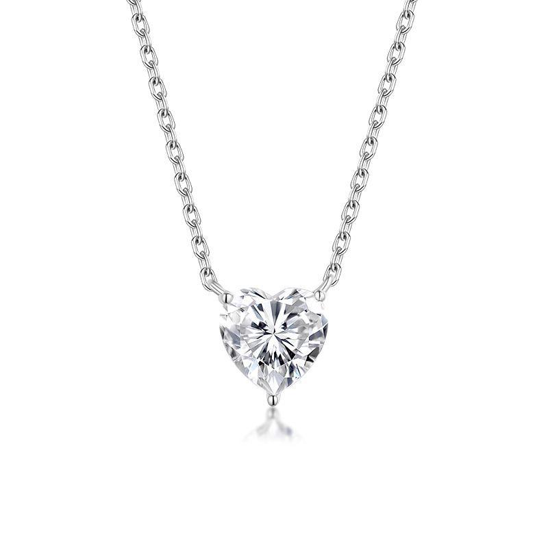 8mm Heart-Shaped Moissanite Clavicle Chain in S925 Silver & 18K Gold