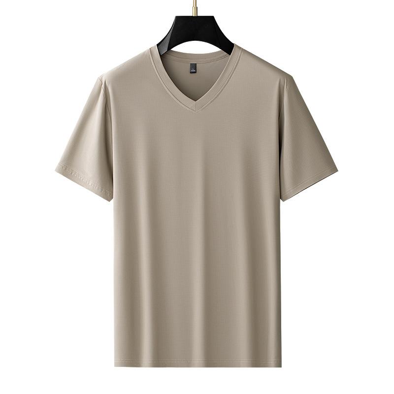 Mercerized Modal V-Neck High-End Short-Sleeve T-Shirt Summer Base Layer Top Thin