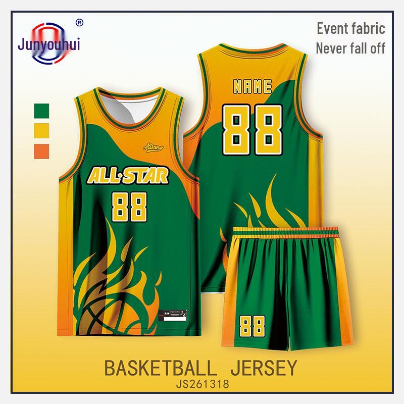 Unisex Digital Print Basketball Jersey Set L