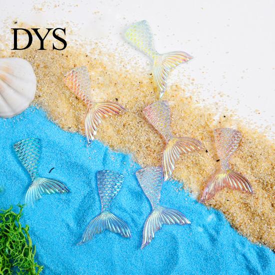 Cartoon 10Pcs Resin Accessories Lovely Shiny Colorful Fish Tail Flat Back Ornament DIY Mini Mermaid Charms Hairbow Phone Christmas Gift