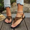Summer New Large Size Leopard Print Flat Sandals Women's Clip Toe Design Flip-flops Women's Sandals