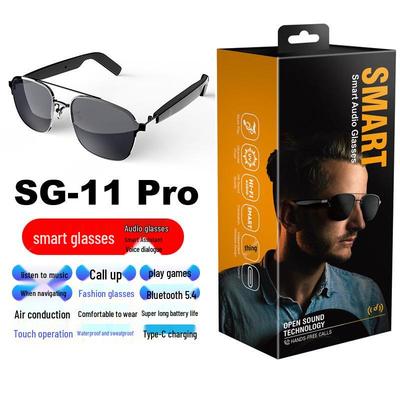 SG11 Smart Bluetooth Glasses: Music, Calls, Games with Stylish Panda Eye Block Design