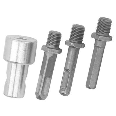4 PCS Carbon Steel Drill Bit Adapter 2 Pits 2 Slots SDS Shaft Earth Auger Adapter Stable Connection Round Shank Drill Adapter
