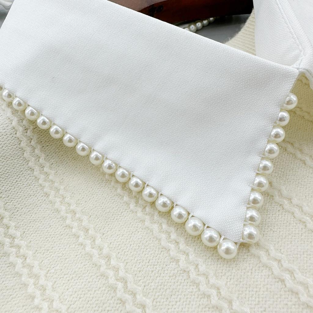Elegant Detachable False Collar Beads Trim Lapel Ladies Sweater Shirt Sewing False Collar Sweater Dress Supplies