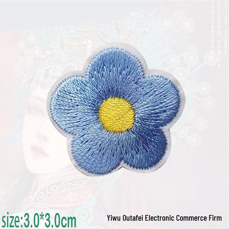 Colorful Plum Blossom Embroidered Fabric Iron-on Patch for Clothing Repair