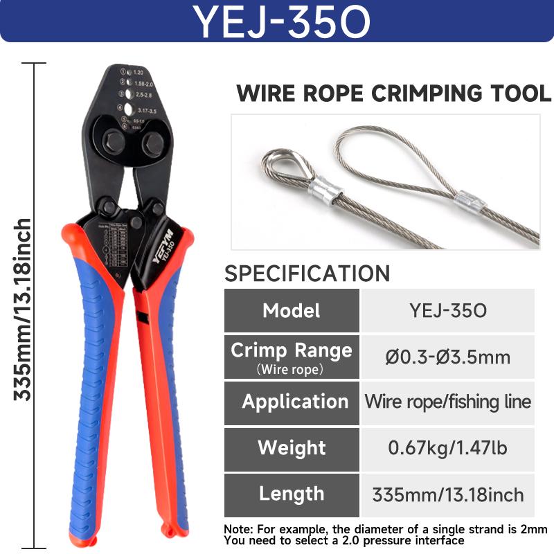 Eight-character Aluminum Buckle Crimpers for Single-strand Steel Wire Ropes (0.0039" - 0.0866"); Fishing Tackle Aluminum Sleeve Crimpers; YEJ Series
