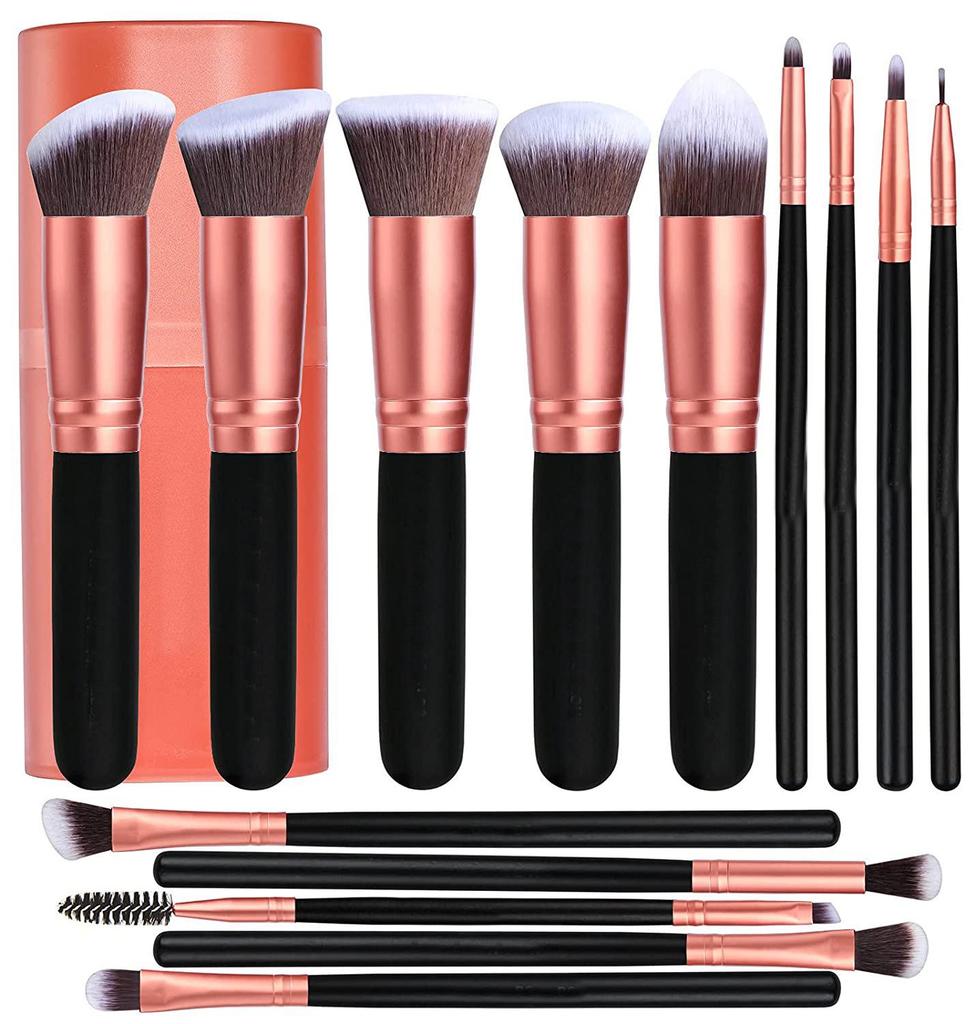 14-Piece Makeup Brush Set - No Logo, Perfect Beauty Tools for Foundation and More