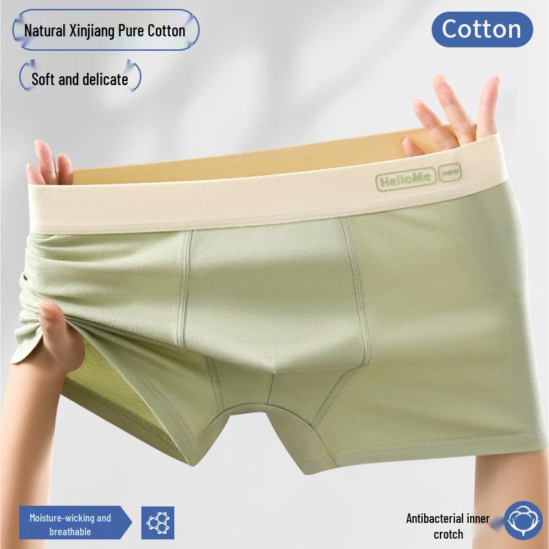 Men's 7A Antibacterial Pure Cotton Boxer Briefs - Breathable Sports Underwear for Teens and Adults