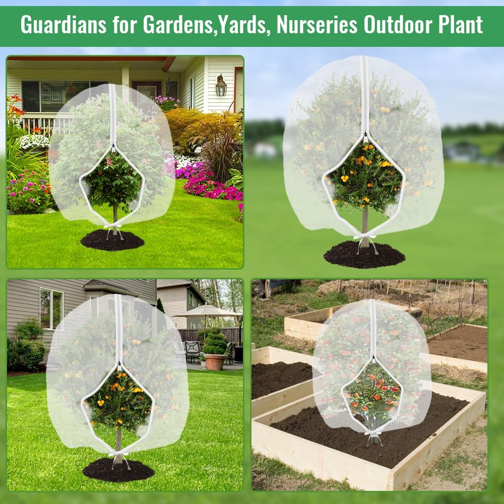 Fruit Tree Netting Bird Protection with Zipper & Drawstring, Garden Bird Netting Protective Cover Nets, Insect Mesh Net