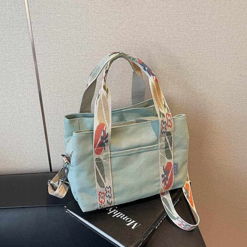 Casual Large-Capacity Canvas Bag, Women'S Fashion Portable Bento Bag, Lunch Box, Simple Messenger Commuter Bag