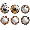 Spider Web Mirror Wall Art Halloween Decorative Stickers with Spiders/Skeletons/Pumpkins, Retro Hanging Spooky Skeleton Ornament, Lightweight for Home