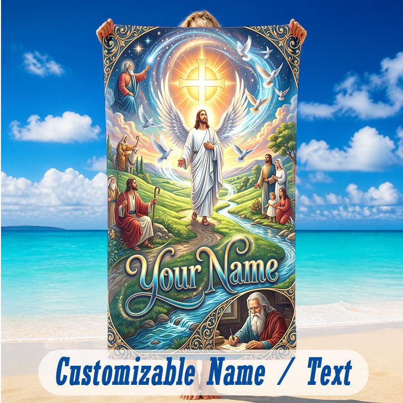 Adventure Journey Theme Beach Towel Personalized Custom Name & Text Soft Quick Dry Beach Towel for Swimming Travel