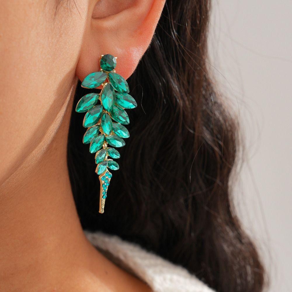 Full Drill Tassel Earrings Silver Needle Dangle Earrings High-End Stud Earrings  Wedding