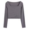 Square Neck Short Top Women's Base Shirt Long Sleeved T-shirt