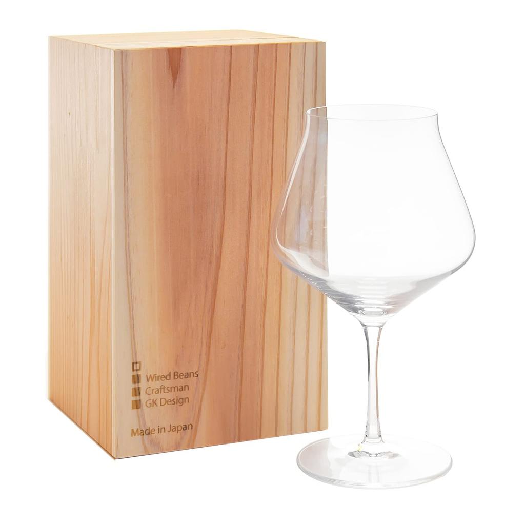 Wired Beans Glass To Last a Lifetime Burgundy K 660ml Wine Glass In Domestic Cedar Box
