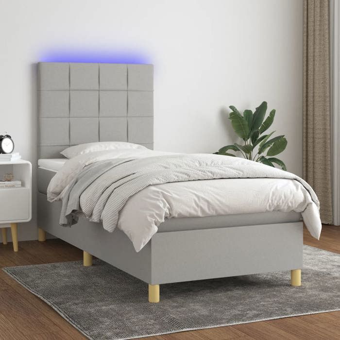 VidaXL Sommier à Lattes de Lit avec Matelas et LED, Lit Rembourré, Lit Simple, Lit Adulte de Chambre à Coucher Intérieur, 3135413