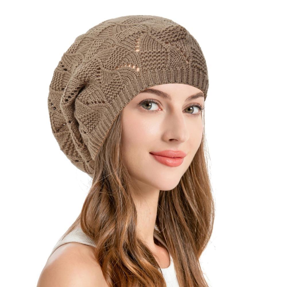 Hollow Out Winter Knitted Hat Twist Crochet Female Berets Fashion Pullover Cap  Winter