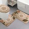 3 Piece Korean Style Bathroom Rug Set U Shaped Toilet Mat Non Slip Flannel Carpet Absorbent Lid Cover Floor Mats Decor