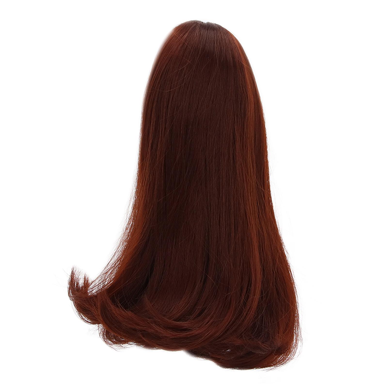 

Toy Doll Head Wig Mesh Cloth Blunt Bangs Long Fake Hair for DIY Simulation Doll Modeling Chestnut Brown
