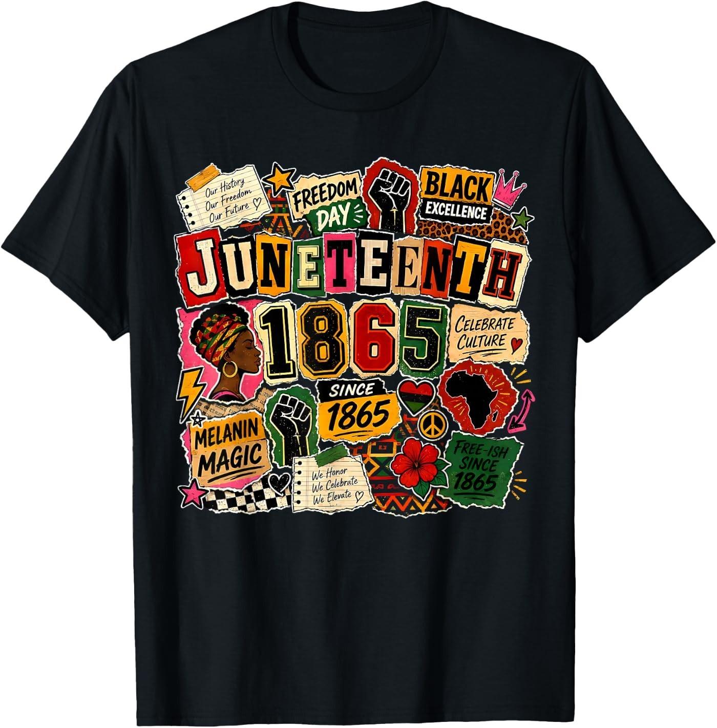 Juneteenth Freeish 1865 Afro Woman Africa Map Freedom Day T- Unisex T-Shirt M