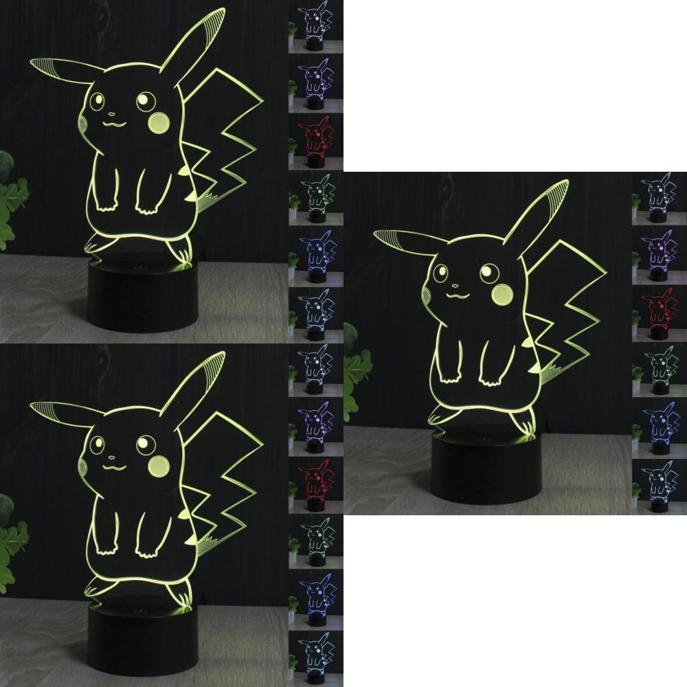Premium Quality Pokemon Go Pikachu 3d Led Lamp With 7 Vibrant Color Changing Touch Switch