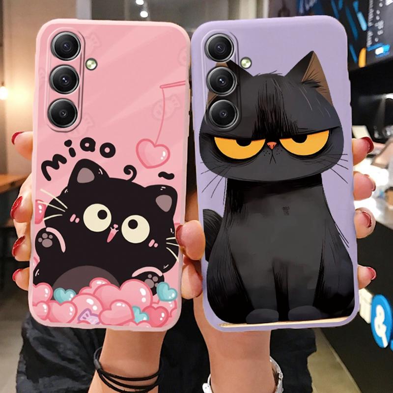 Módní kočičí pouzdro pro iPhone Samsung A55 S24 S25 A06 Xiaomi Redmi Note 13 Pro 14C Huawei Honor Realme nárazuvzdorný kryt telefonu proti poškrábání matný kryt
