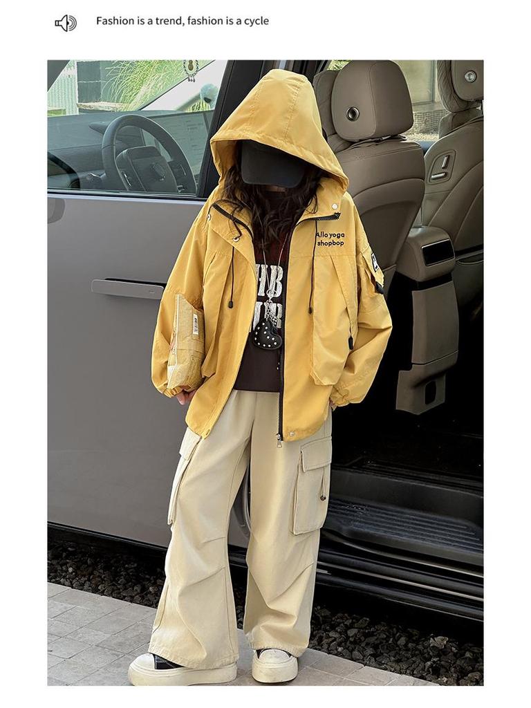 Girls' Hooded Windbreaker 2025: Casual Workwear Jacket for Spring & Autumn