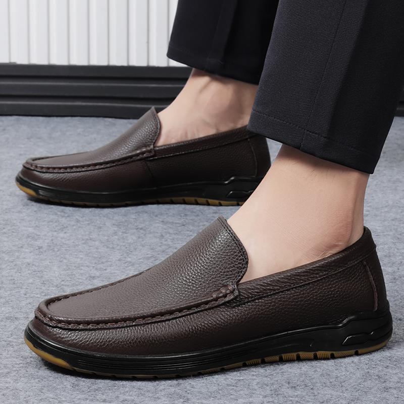 Fashion New Summer Male Casual Shoes Genuine Leather Mens Loafers Comfortable Moccasins Breathable Slip on Flats Classic Boat Footwear