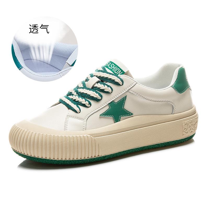

Женские туфли из натуральной кожи, весна 2025, новые дышащие универсальные туфли, детские повседневные туфли на плоской подошве, женские туфли из мягкой кожи белого цвета 35 зелёный