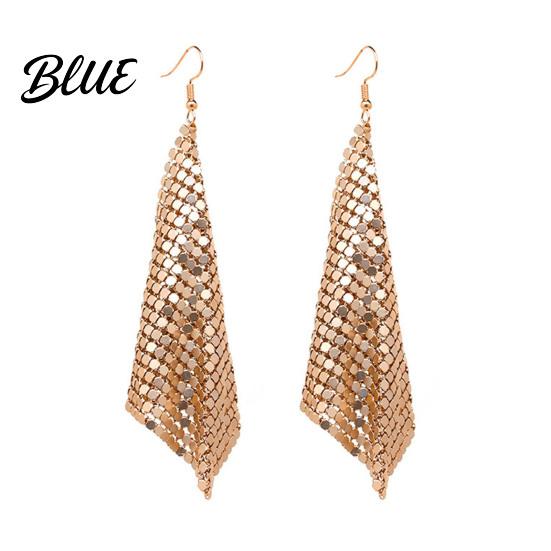 Detail-oriented Earrings 1 Pair Sequin Hook Geometric Design Long Statement