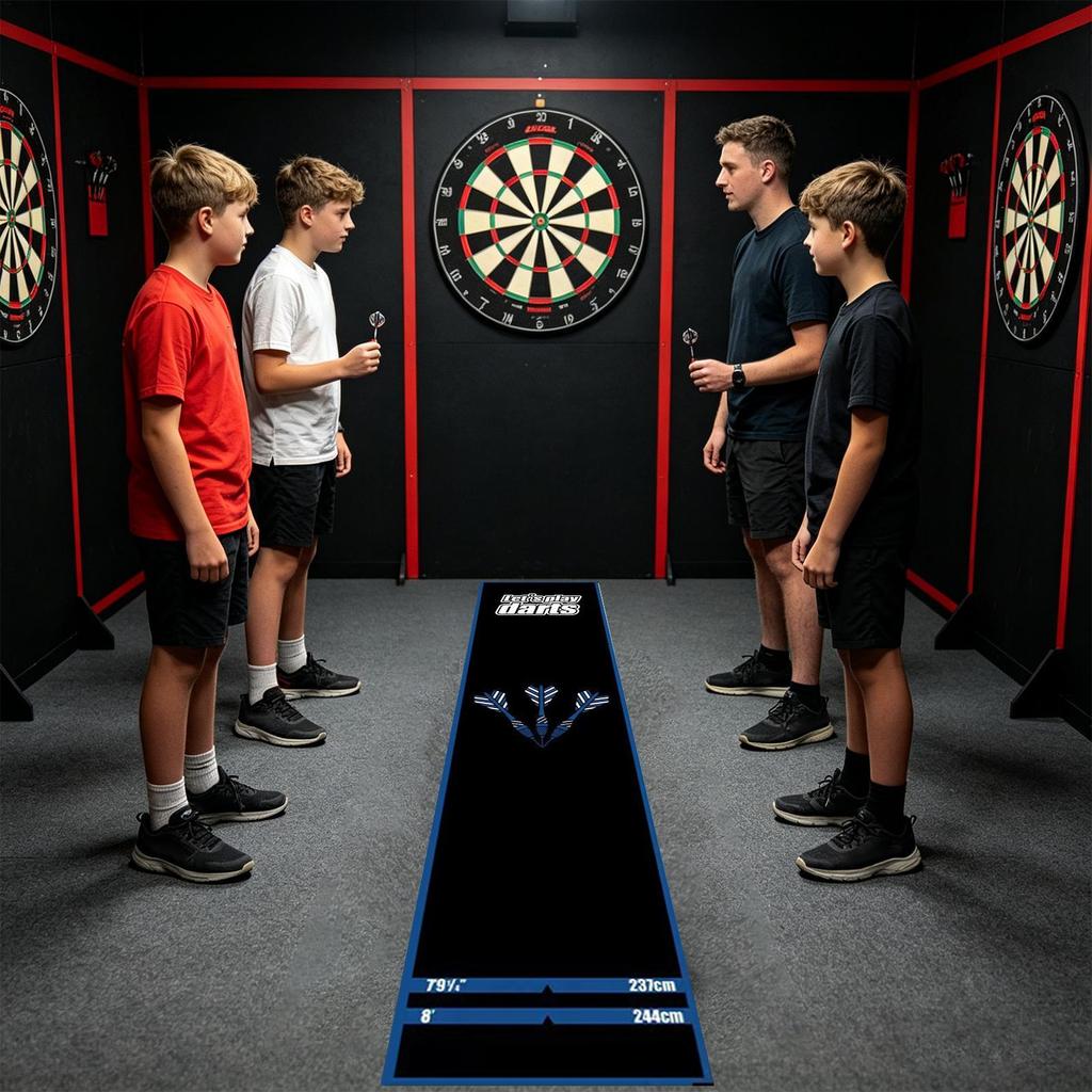 Dartmatte rutschfest Dartmatte Kassenbereich mit Wurfmarkierungen Strapazierfähige Dartspitzen und Bodenschutz für Spielzimmer Büro Sport