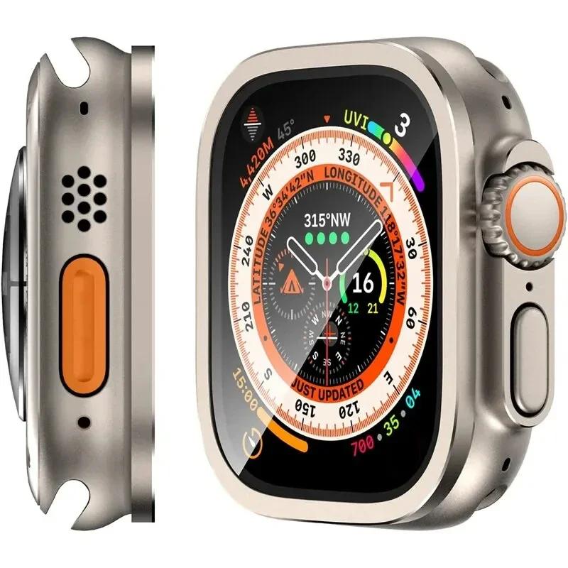 1/2PCS Tempered Glass For Apple Watch Ultra 49mm Screen Protector Anti-Scratch HD Metal Bumper Full Film for IWatch Ultra 49mm
