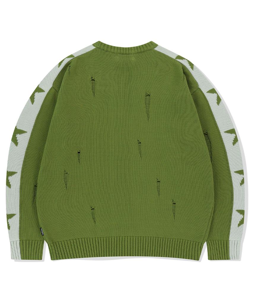 MAHAGRID Star Crash Knit Crewneck Olive(Mg2Fsmk610A)