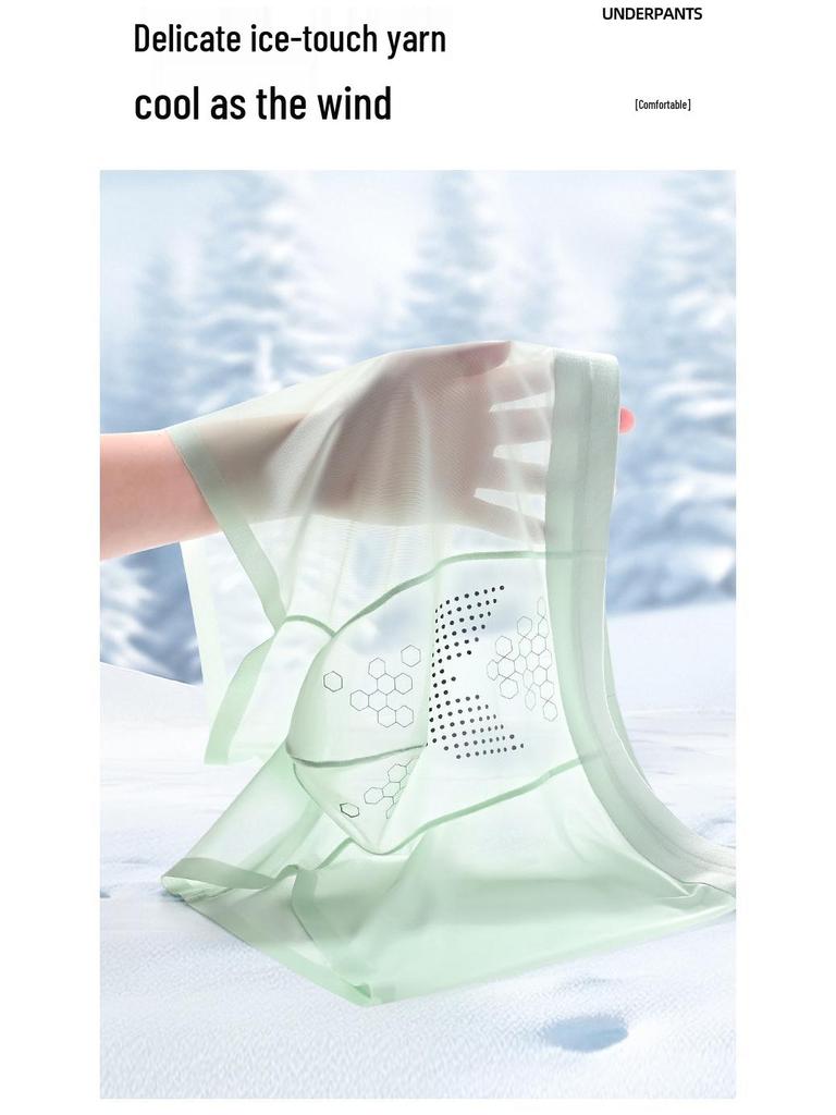 Herren Nahtlose Leichte Boxershorts aus Eisseide - Atmungsaktiv, Antibakteriell, Sommerunterwäsche für Teenager