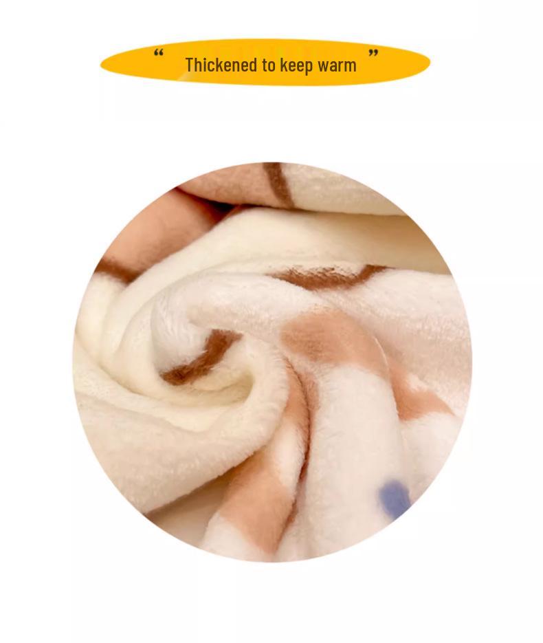 Cute Coral Fleece Office Nap Shawl and Flannel Blanket